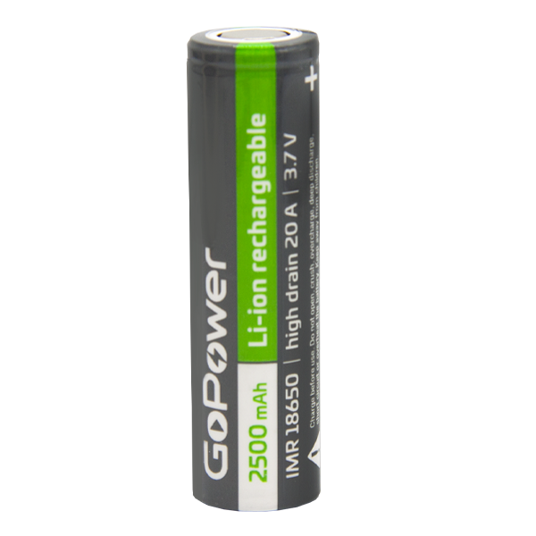 Аккумулятор Li-ion GoPower IMR18650 PC1 20A 3.7V 2500mAh без защиты выс.ток плос.конт. (1/100/400) Аккумулятор Li-ion GoPower IMR18650 без защиты высокий ток с плоскими контактами (00-00018356) — для бизнеса и офиса Аккумулятор Li-ion GoPower IMR18650 PC1 20A 3.7V 2500mAh без защиты выс.ток плос.конт. (1/100/400) Аккумулятор Li-ion GoPower IMR18650 без защиты высокий ток с плоскими контактами (00-00018356) — для бизнеса и офиса