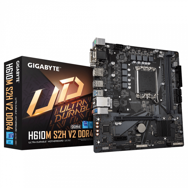 Материнская плата GIGABYTE H610M S2H V2 DDR4 — для бизнеса и офиса Материнская плата GIGABYTE H610M S2H V2 DDR4 — для бизнеса и офиса