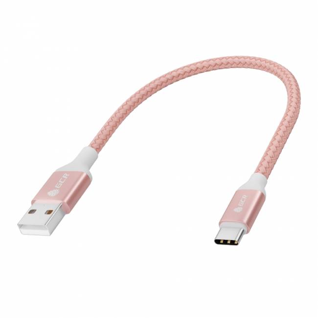 GCR QC Кабель 1.0m, TypeC, быстрая зарядка, розовый нейлон, AL корпус розовый, белый ПВХ, 28/24 AWG, GCR-52509 Greenconnect USB 2.0 Type-AM - USB 2.0 Type-C (m) 1м — для бизнеса и офиса