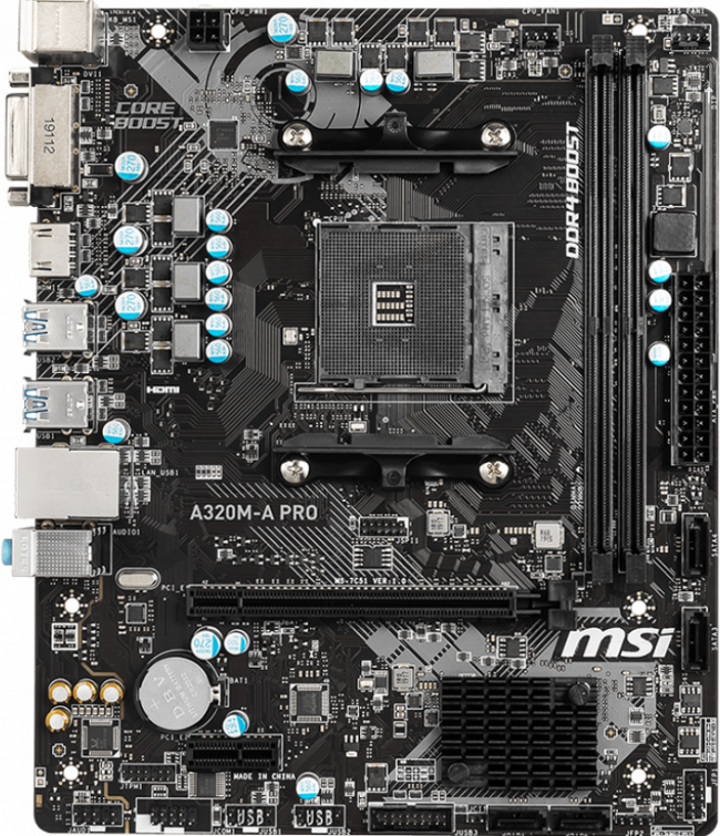 Материнская плата MSI A320M-A PRO — для бизнеса и офиса Материнская плата MSI A320M-A PRO — для бизнеса и офиса