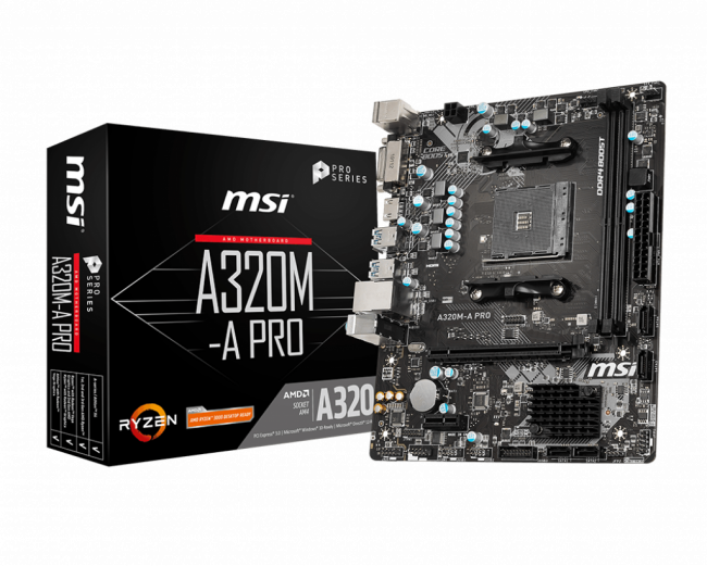 Материнская плата MSI A320M-A PRO — для бизнеса и офиса Материнская плата MSI A320M-A PRO — для бизнеса и офиса