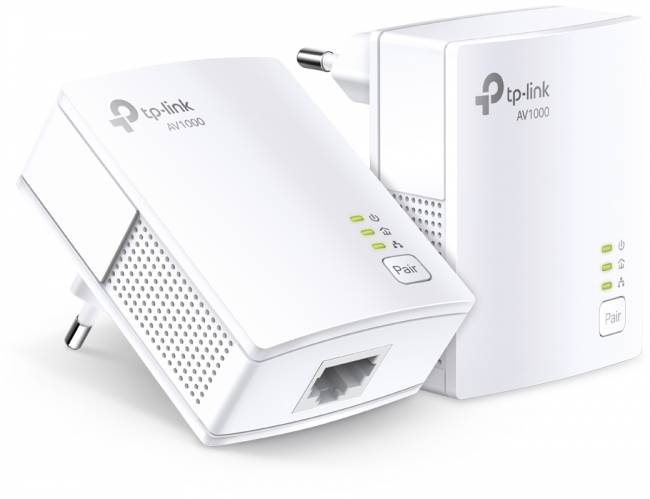 Комплект гигабитных адаптеров Powerline TP-Link  AV1000 Gigabit Powerline Starter TL-PA7017 KIT — для бизнеса и офиса