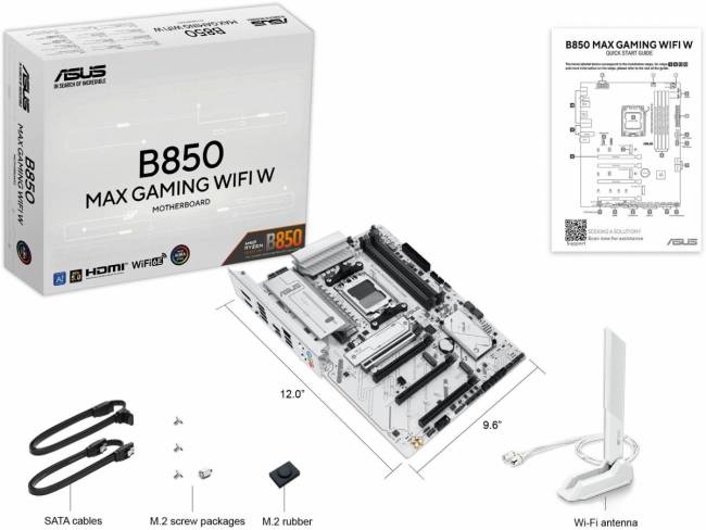Материнская плата ASUS B850 MAX GAMING WIFI W — для бизнеса и офиса Материнская плата ASUS B850 MAX GAMING WIFI W — для бизнеса и офиса