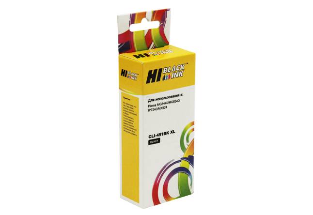 Картридж Hi-Black (HB-CLI-451XL-Bk) для Canon PIXMA iP7240/MG6340/MG5440, Bk — для бизнеса и офиса Картридж Hi-Black (HB-CLI-451XL-Bk) для Canon PIXMA iP7240/MG6340/MG5440, Bk — для бизнеса и офиса