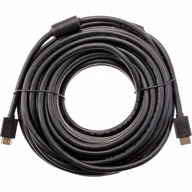 Кабель HDMI-19M --- HDMI-19M ver 2.0+3D/Ethernet ,15m, 2 фильтраTelecom <TCG215F-15M> Кабель Telecom HDMI (m)/HDMI (m) - 15 м (TCG215F-15M) — для бизнеса и офиса