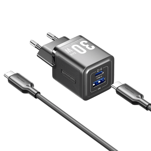 Набор для зарядки Vention з/у GaN 30W 2 порта USB (C + A) и кабель USB-C 3А Чёрный, шт. Vention TZ-FEQB0-EU-01 — для бизнеса и офиса Набор для зарядки Vention з/у GaN 30W 2 порта USB (C + A) и кабель USB-C 3А Чёрный, шт. Vention TZ-FEQB0-EU-01 — для бизнеса и офиса
