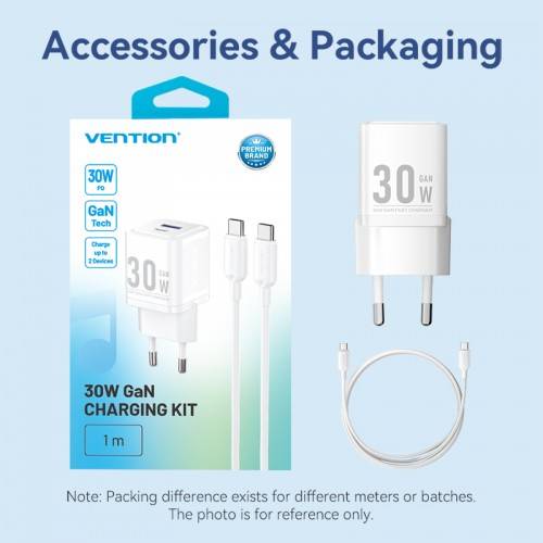 Набор для зарядки Vention з/у GaN 30W 2 порта USB (C + A) и кабель USB-C 3А Чёрный, шт. Vention TZ-FEQB0-EU-01 — для бизнеса и офиса Набор для зарядки Vention з/у GaN 30W 2 порта USB (C + A) и кабель USB-C 3А Чёрный, шт. Vention TZ-FEQB0-EU-01 — для бизнеса и офиса
