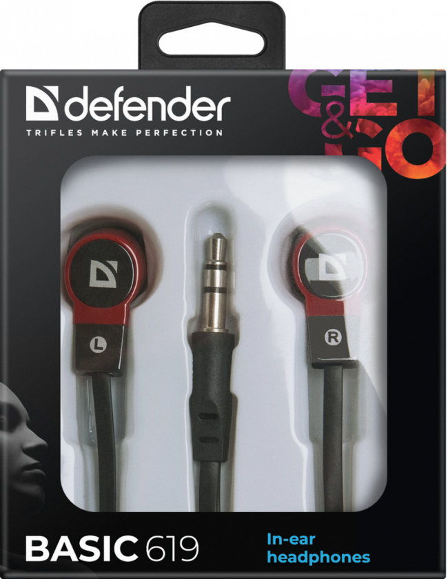 Defender Наушники вставки Basic 619 черный + красный Defender Basic 619 — для бизнеса и офиса