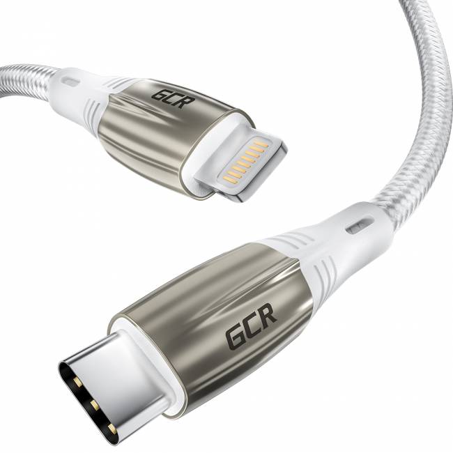GCR Кабель 1.0m TypeC/Lightning MFI POWER DELIVERY 18 W, быстрая зарядка, белый нейлон, корпус relief, белый ПВХ, GCR-52633 Greenconnect USB 2.0 Type-C (m) - Lightning (m) 1м — для бизнеса и офиса GCR Кабель 1.0m TypeC/Lightning MFI POWER DELIVERY 18 W, быстрая зарядка, белый нейлон, корпус relief, белый ПВХ, GCR-52633 Greenconnect USB 2.0 Type-C (m) - Lightning (m) 1м — для бизнеса и офиса