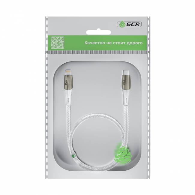 GCR Кабель 1.0m TypeC/Lightning MFI POWER DELIVERY 18 W, быстрая зарядка, белый нейлон, корпус relief, белый ПВХ, GCR-52633 Greenconnect USB 2.0 Type-C (m) - Lightning (m) 1м — для бизнеса и офиса GCR Кабель 1.0m TypeC/Lightning MFI POWER DELIVERY 18 W, быстрая зарядка, белый нейлон, корпус relief, белый ПВХ, GCR-52633 Greenconnect USB 2.0 Type-C (m) - Lightning (m) 1м — для бизнеса и офиса