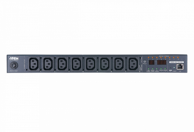 Устройство распределения питания, с управлением, 10A, 2.4kW, 8 портов, 1 банк, IP доступ, ввод C14, (8*C13 монитор. V / A / кВт / кВтч по портам/устройству вкл/выкл по портам;без шнуров) ATEN PE8108G, PE8108G-AX-G — для бизнеса и офиса Устройство распределения питания, с управлением, 10A, 2.4kW, 8 портов, 1 банк, IP доступ, ввод C14, (8*C13 монитор. V / A / кВт / кВтч по портам/устройству вкл/выкл по портам;без шнуров) ATEN PE8108G, PE8108G-AX-G — для бизнеса и офиса