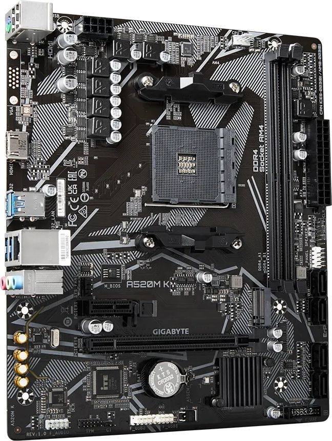 Материнская плата Gigabyte A520M K V2 — для бизнеса и офиса Материнская плата Gigabyte A520M K V2 — для бизнеса и офиса