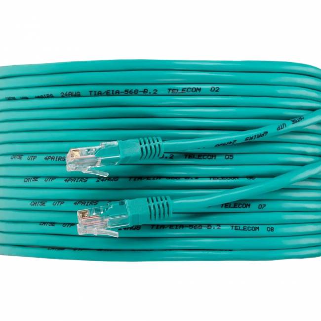 Патчкорд литой "Telecom" UTP кат.5е 20,0м зеленый VCOM NA102-G-20M — для бизнеса и офиса