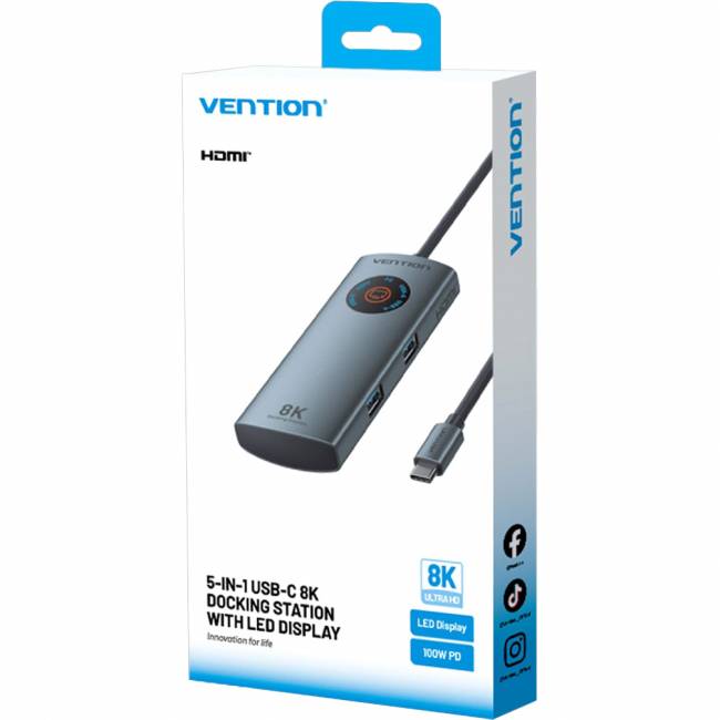 Мультифункциональный хаб Vention USB-C 5 в 1 HDMI 8K Vention TQXHB — для бизнеса и офиса