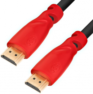 Greenconnect Кабель 1.0m, HDMI версия 2.0 HDR 4:2:2, Ultra HD, 4K 60 fps 60Hz/5K*30Hz, 3D, AUDIO, 18.0 Гбит/с, 28/28 AWG, OD7.3mm, тройной экран, черный, красные коннекторы, GCR-HM3012-1.0m Greenconnect HDMI (m) - HDMI (m) 1м