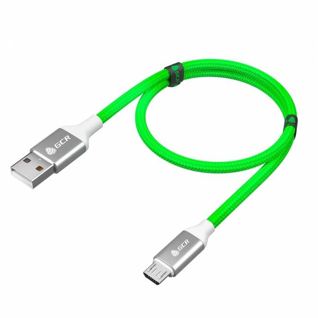 GCR QC Кабель 1.0m MicroUSB, быстрая зарядка, зеленый нейлон, AL корпус серебро, белый ПВХ, 28/24 AWG, GCR-52470 Кабель Greenconnect 1 м (GCR-52470) — для бизнеса и офиса GCR QC Кабель 1.0m MicroUSB, быстрая зарядка, зеленый нейлон, AL корпус серебро, белый ПВХ, 28/24 AWG, GCR-52470 Кабель Greenconnect 1 м (GCR-52470) — для бизнеса и офиса
