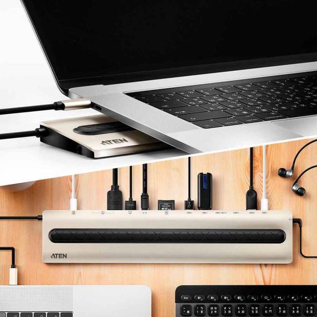 Многопортовая док-станция с портом USB-C и функцией сквозной передачи питания (Power Pass-Through) ATEN UH3237 — для бизнеса и офиса