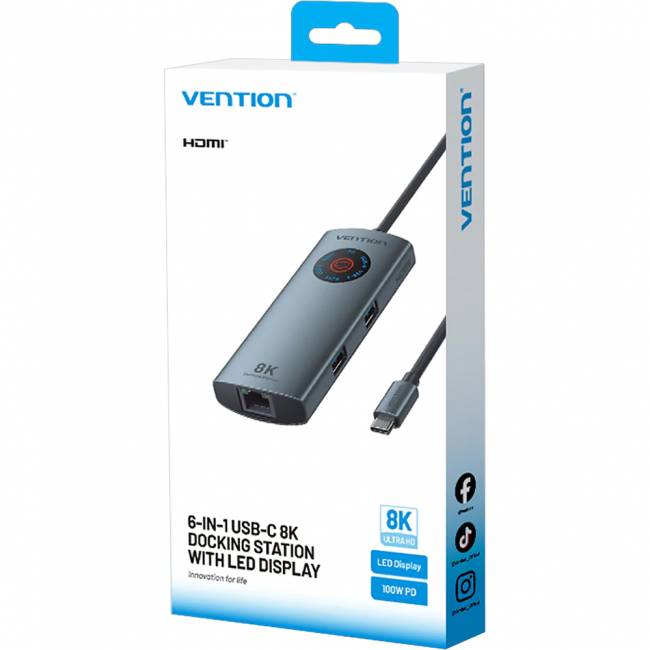 Мультифункциональный хаб Vention USB-C 6 в 1 HDMI 8K Vention TQZHB — для бизнеса и офиса