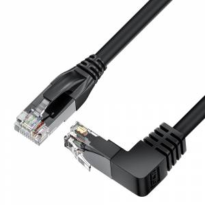 GCR Патч-корд прямой 5.0m UTP кат.5e, черный, нижний угол, литой, ethernet high speed, RJ45, T568B Greenconnect GCR-53955