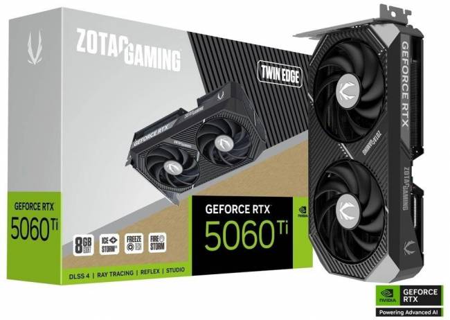 Видеокарта Zotac GAMING GeForce RTX 5060 Ti Twin Edge 8Gb (ZT-B50610E-10M) — для бизнеса и офиса Видеокарта Zotac GAMING GeForce RTX 5060 Ti Twin Edge 8Gb (ZT-B50610E-10M) — для бизнеса и офиса