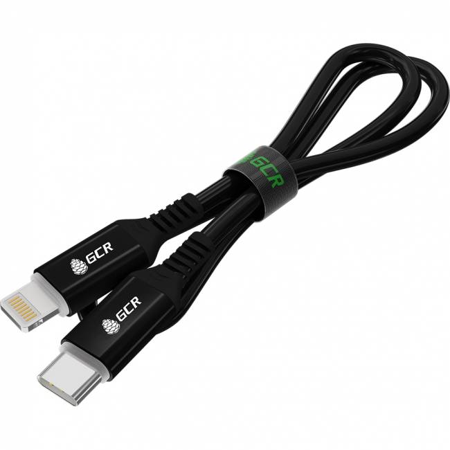 GCR Кабель PREMIUM 0.5m TypeC/Lightning MFI POWER DELIVERY 18 W, быстрая зарядка, черный силикон, AL case черный, черный ПВХ, GCR-53536 Кабель Greenconnect 0.5 м (GCR-53536) — для бизнеса и офиса GCR Кабель PREMIUM 0.5m TypeC/Lightning MFI POWER DELIVERY 18 W, быстрая зарядка, черный силикон, AL case черный, черный ПВХ, GCR-53536 Кабель Greenconnect 0.5 м (GCR-53536) — для бизнеса и офиса