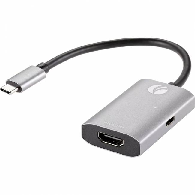 Aдаптер USB 3.1 Type-Cm --> HDMI A(f) , 4K@60Hz, PD charging, Alum Shell, VCOM <CU452A> Переходник VCOM USB Type-C M/HDMI F (CU452A) — для бизнеса и офиса