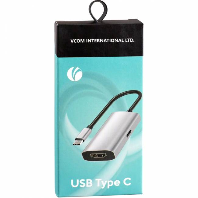 Aдаптер USB 3.1 Type-Cm --> HDMI A(f) , 4K@60Hz, PD charging, Alum Shell, VCOM <CU452A> Переходник VCOM USB Type-C M/HDMI F (CU452A) — для бизнеса и офиса