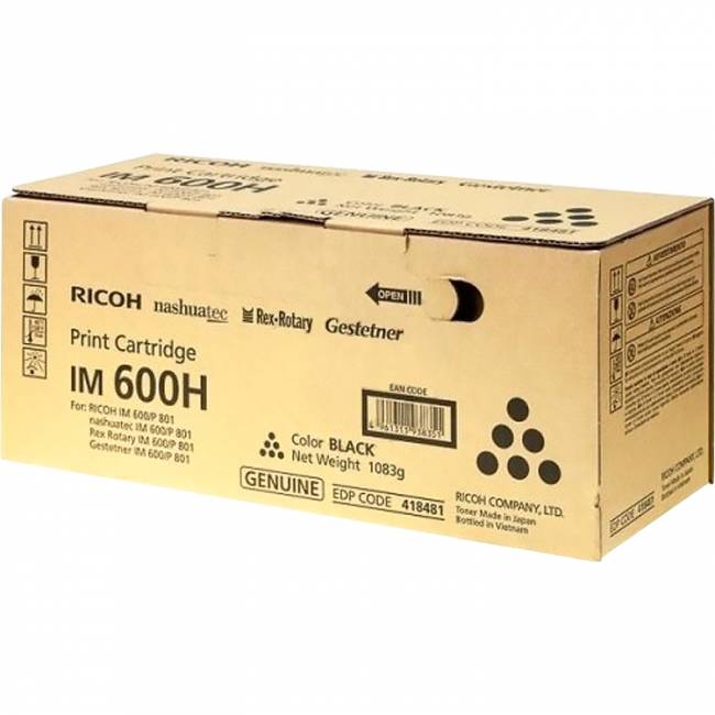 Тонер повышенной ёмкости тип IM 600H (40000 А4) Ricoh 418481 — для бизнеса и офиса Тонер повышенной ёмкости тип IM 600H (40000 А4) Ricoh 418481 — для бизнеса и офиса
