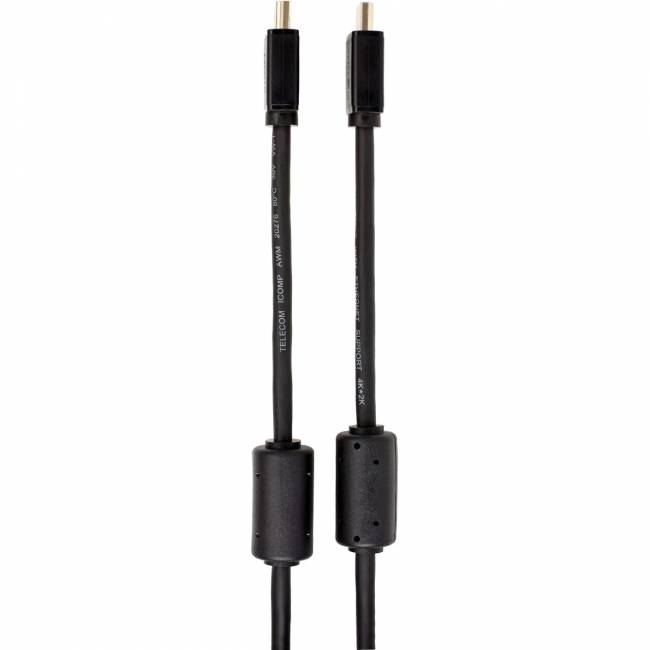 Кабель HDMI-19M --- HDMI-19M ver 2.0+3D/Ethernet ,3m, 2 фильтраTelecom <TCG215F-3M> Кабель Telecom HDMI (m)/HDMI (m) - 3 м (TCG215F-3M) — для бизнеса и офиса