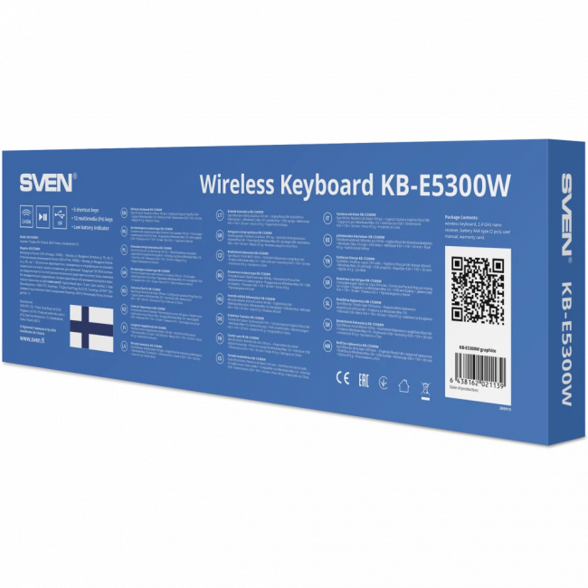 Беспроводная клавиатура SVEN KB-E5300W графит (109 кл.+12Fn) Sven KB-E5300W (SV-021139) — для бизнеса и офиса Беспроводная клавиатура SVEN KB-E5300W графит (109 кл.+12Fn) Sven KB-E5300W (SV-021139) — для бизнеса и офиса