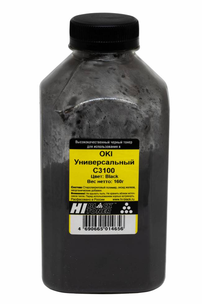 Тонер Hi-Black Универсальный для Oki С3100, Bk, 160 г, банка — для бизнеса и офиса Тонер Hi-Black Универсальный для Oki С3100, Bk, 160 г, банка — для бизнеса и офиса