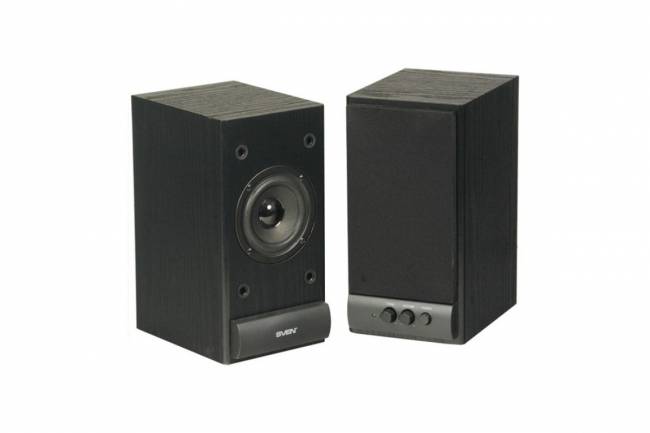 Колонки деревянные АС SPS-609 (10 Вт), чёрный SVEN SPS-609 Black — для бизнеса и офиса Колонки деревянные АС SPS-609 (10 Вт), чёрный SVEN SPS-609 Black — для бизнеса и офиса