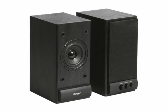 Колонки деревянные АС SPS-609 (10 Вт), чёрный SVEN SPS-609 Black — для бизнеса и офиса Колонки деревянные АС SPS-609 (10 Вт), чёрный SVEN SPS-609 Black — для бизнеса и офиса