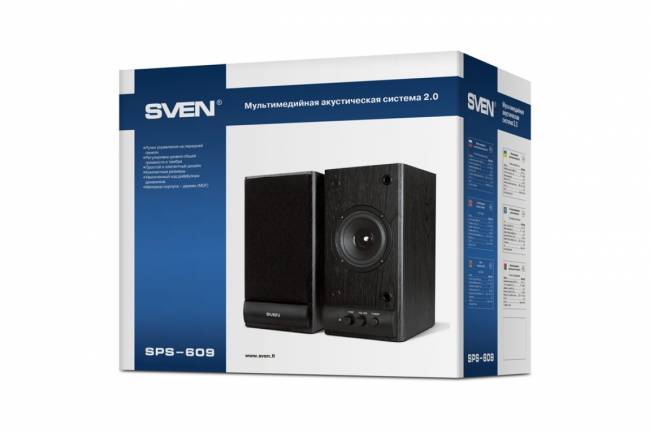 Колонки деревянные АС SPS-609 (10 Вт), чёрный SVEN SPS-609 Black — для бизнеса и офиса Колонки деревянные АС SPS-609 (10 Вт), чёрный SVEN SPS-609 Black — для бизнеса и офиса