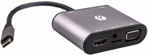 Aдаптер USB3.1 Type-CM-->HDMI +VGA+3XUSB +PD charging+TF+AUDIO,Aluminum Shell, VCOM <CU425> VCOM USB 3.2 Type-C (m) - VGA (f),HDMI (f),mini jack 3.5 mm (f),USB 3.2 Type-AF,USB 3.2 Type-C (f),2 x USB 2.0 Type-AF