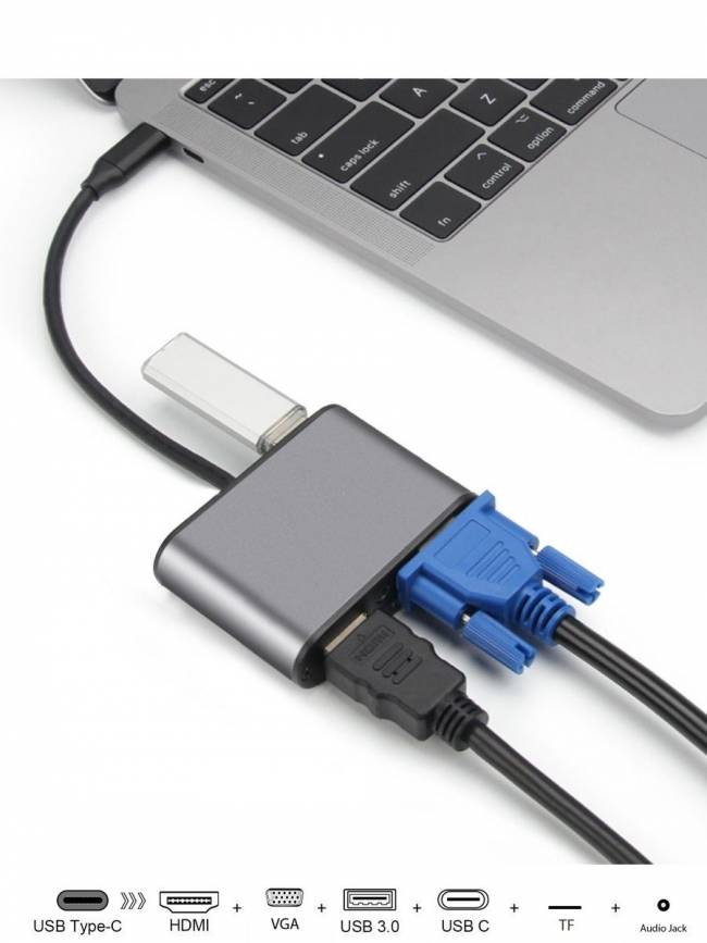 Aдаптер USB3.1 Type-CM-->HDMI +VGA+3XUSB +PD charging+TF+AUDIO,Aluminum Shell, VCOM <CU425> VCOM USB 3.2 Type-C (m) - VGA (f),HDMI (f),mini jack 3.5 mm (f),USB 3.2 Type-AF,USB 3.2 Type-C (f),2 x USB 2.0 Type-AF — для бизнеса и офиса Aдаптер USB3.1 Type-CM-->HDMI +VGA+3XUSB +PD charging+TF+AUDIO,Aluminum Shell, VCOM <CU425> VCOM USB 3.2 Type-C (m) - VGA (f),HDMI (f),mini jack 3.5 mm (f),USB 3.2 Type-AF,USB 3.2 Type-C (f),2 x USB 2.0 Type-AF — для бизнеса и офиса