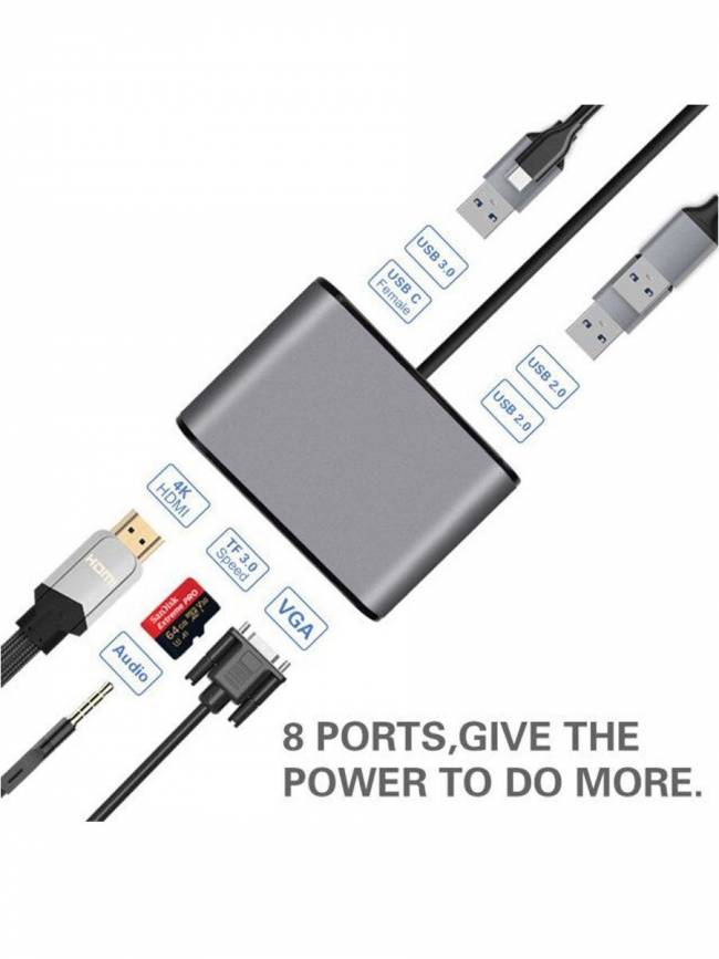 Aдаптер USB3.1 Type-CM-->HDMI +VGA+3XUSB +PD charging+TF+AUDIO,Aluminum Shell, VCOM <CU425> VCOM USB 3.2 Type-C (m) - VGA (f),HDMI (f),mini jack 3.5 mm (f),USB 3.2 Type-AF,USB 3.2 Type-C (f),2 x USB 2.0 Type-AF — для бизнеса и офиса Aдаптер USB3.1 Type-CM-->HDMI +VGA+3XUSB +PD charging+TF+AUDIO,Aluminum Shell, VCOM <CU425> VCOM USB 3.2 Type-C (m) - VGA (f),HDMI (f),mini jack 3.5 mm (f),USB 3.2 Type-AF,USB 3.2 Type-C (f),2 x USB 2.0 Type-AF — для бизнеса и офиса