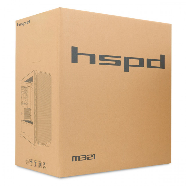 Корпус без блока питания HSPD M521-TGBK-ARGB — для бизнеса и офиса