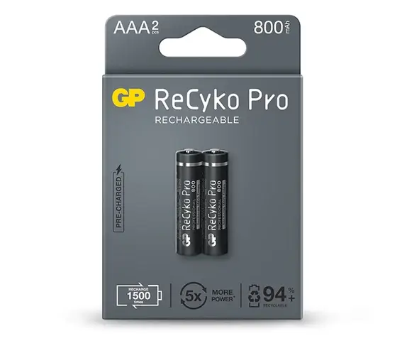 Перезаряжаемые аккумуляторы ReCyko GP 85AАAHC AАA, мин. ёмкость 800 мАч - 2 шт. в клемшеле GP 4891199089206 — для бизнеса и офиса Перезаряжаемые аккумуляторы ReCyko GP 85AАAHC AАA, мин. ёмкость 800 мАч - 2 шт. в клемшеле GP 4891199089206 — для бизнеса и офиса