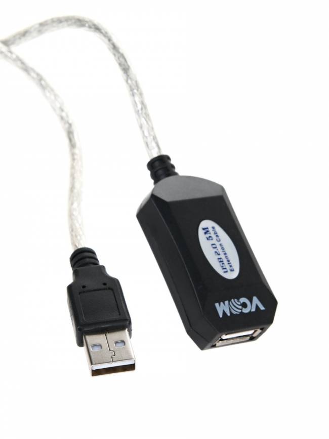 Кабель-адаптер USB2.0-repeater, удлинительный активный <Am-->Af> 5м VCOM <VUS7049-5M> VCOM USB 2.0 Type-AM - USB 2.0 Type-AF 5м — для бизнеса и офиса