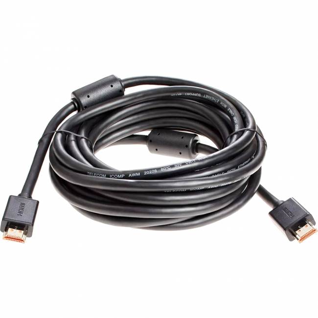 Кабель HDMI-19M --- HDMI-19M ver 2.0+3D/Ethernet ,5m, 2 фильтраTelecom <TCG215F-5M> Кабель Telecom HDMI (m)/HDMI (m) - 5 м (TCG215F-5M) — для бизнеса и офиса