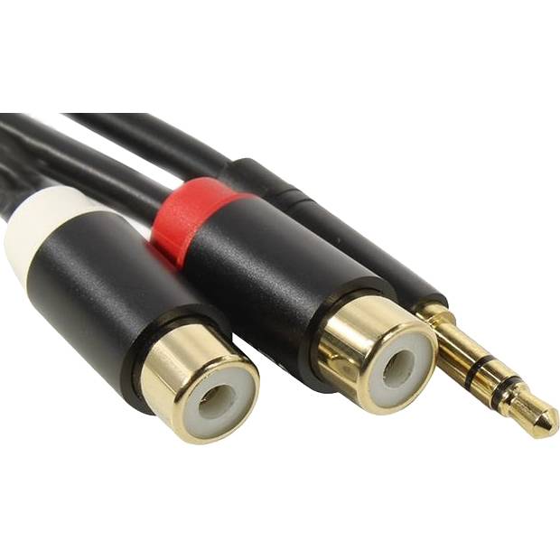 Переходник-разветвитель Vention гибкий Jack 3.5 mm M/2RCA F - 0.3 м Чёрный Разветвитель Vention mini jack 3.5 mm(m)/RCA(f) - 0.3 м (VAB-R02-B030) — для бизнеса и офиса