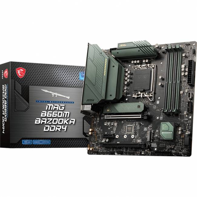 Материнская плата MSI MAG B660M BAZOOKA DDR4 — для бизнеса и офиса Материнская плата MSI MAG B660M BAZOOKA DDR4 — для бизнеса и офиса