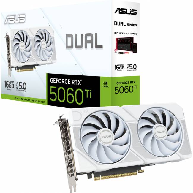 Видеокарта ASUS DUAL-RTX5060TI-O16G-WHITE (90YV0MH6-M0NA00) — для бизнеса и офиса