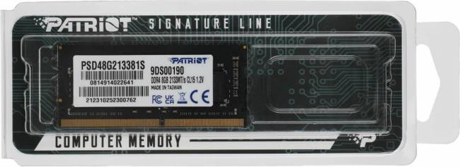 Память DDR4 8Gb 2133MHz Patriot PSD48G213381S — для бизнеса и офиса Память DDR4 8Gb 2133MHz Patriot PSD48G213381S — для бизнеса и офиса