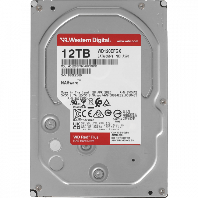 Жесткий диск WD Red Plus 12Tb (WD120EFGX) — для бизнеса и офиса Жесткий диск WD Red Plus 12Tb (WD120EFGX) — для бизнеса и офиса