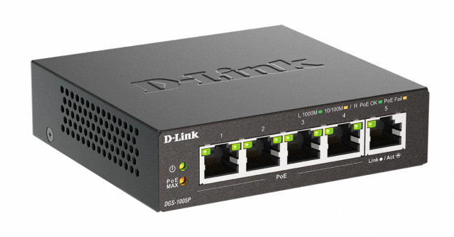 Коммутатор D-Link DGS-1005P/B3A — для бизнеса и офиса