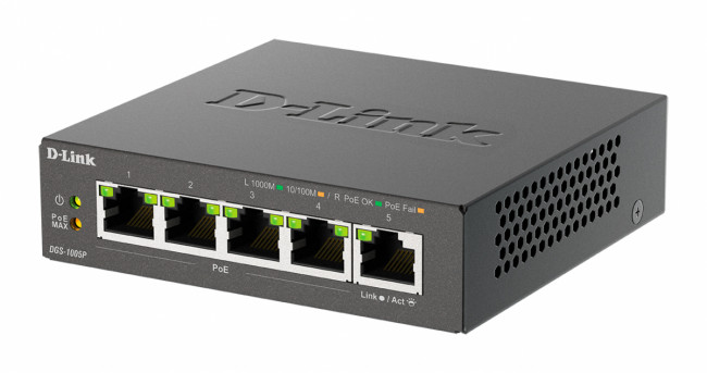 Коммутатор D-Link DGS-1005P/B3A — для бизнеса и офиса