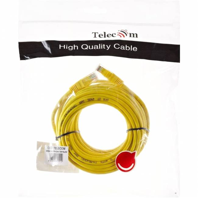 Патчкорд литой "Telecom" UTP кат.5е 10,0м желтый VCOM NA102-Y-10M — для бизнеса и офиса Патчкорд литой "Telecom" UTP кат.5е 10,0м желтый VCOM NA102-Y-10M — для бизнеса и офиса