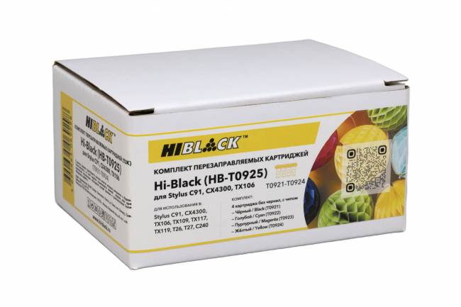 Комплект ПЗК Hi-Black (T0921-T0924) для Epson Stylus C91/CX4300/TX106, 4 цв — для бизнеса и офиса Комплект ПЗК Hi-Black (T0921-T0924) для Epson Stylus C91/CX4300/TX106, 4 цв — для бизнеса и офиса